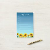 スカイブルーのお花並み ポストイット (デスク上)