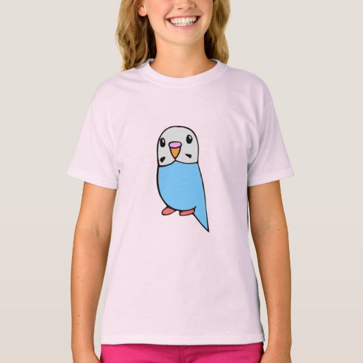 スカイブルーのインコTシャツ Tシャツ (正面)