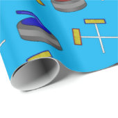 スカイブルーのカーリング模様 ラッピングペーパー (ロールコーナー)