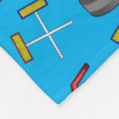 スカイブルーのカールパターン フリースブランケット (角)