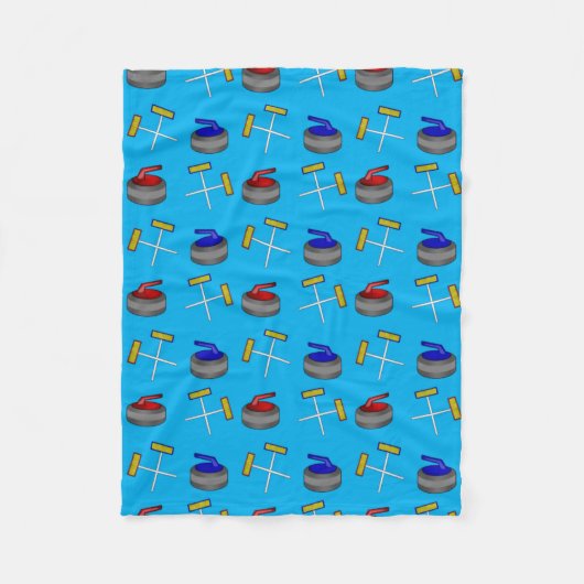 スカイブルーのカールパターン フリースブランケット (正面)
