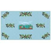 スカイブルーのクリスマストレイン テーブルクロス (正面(横))