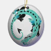 スカイブルーのコイル状のドラゴン セラミックオーナメント (左)