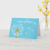 スカイブルーのタンポポの花柄の自然 カード (黄色い花)