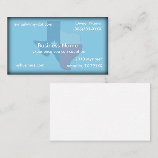 スカイブルーのテキサス州の旗の地図の名刺 名刺 (正面/裏面)