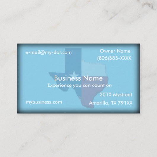 スカイブルーのテキサス州の旗の地図の名刺 名刺 (正面)