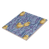 スカイブルーのニワトリとヒヤシンス タイル (側面)