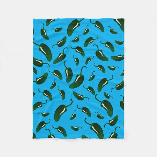 スカイブルーのハラペーニョのコショウ フリースブランケット (正面)