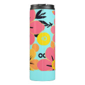 スカイブルーのピンクと黄色の花 – ドーパミンスタイル タンブラー (裏面)