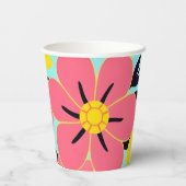 スカイブルーのピンクと黄色の花 – ドーパミンスタイル 紙コップ (裏面)