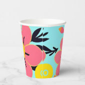 スカイブルーのピンクと黄色の花 – ドーパミンスタイル 紙コップ (右)