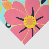 スカイブルーのピンクと黄色の花 – ドーパミンスタイル 薄葉紙 (詳細)