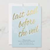 スカイブルーのベールの前の最後のバチェロレッテ 招待状 (正面)