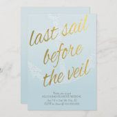 スカイブルーのベールの前の最後のバチェロレッテ 招待状 (正面/裏面)