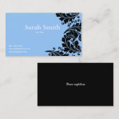 スカイブルーのペイズリーのダマスク織の名刺 名刺 (正面/裏面)