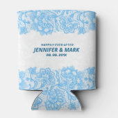 スカイブルーのヴィンテージフローラレース縁ど 缶クーラー (裏面)