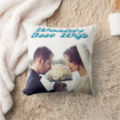 スカイブルーの妻の文字写真 クッション (ブランケット)