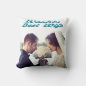 スカイブルーの妻の文字写真 クッション (正面)