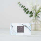 スカイブルーの水彩画の大理石の名刺 名刺 (スタンド正面)