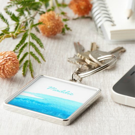 スカイブルーの水色が濁る キーホルダー (側面)