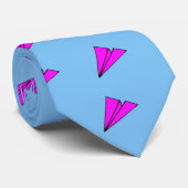 スカイブルーの紙飛行機のピンク ネクタイ (ロール)