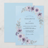 スカイブルーの素晴らしい冬の結婚式 招待状 (正面/裏面)
