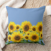 スカイブルーの美しい黄色のひまわり クッション (ブランケット)