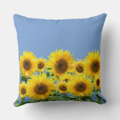 スカイブルーの美しい黄色のひまわり クッション (裏面)
