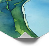 スカイブルーの背景に水色のひまわり ポスター (角)