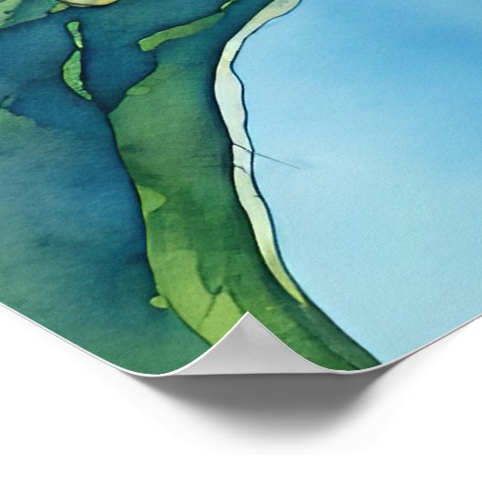 スカイブルーの背景に水色のひまわり ポスター (角)