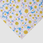 スカイブルーの背景のDitzy白いデイジー 薄葉紙 (詳細)