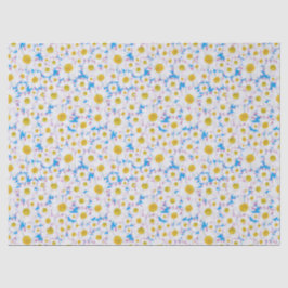 スカイブルーの背景のDitzy白いデイジー 薄葉紙