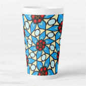 スカイブルーの花模様 カフェラテマグ (正面)