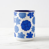 スカイブルーの花模様 ツートーンマグカップ (中央)
