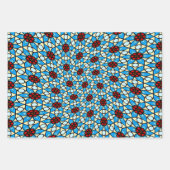 スカイブルーの花模様 ラッピングペーパーシート (正面3)