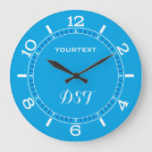 スカイブルーの装飾のダイヤルは容易にこれを個人化します ラージ壁時計 (正面)