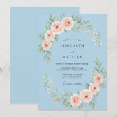 スカイブルーの詩的な春の結婚式 招待状 (正面/裏面)