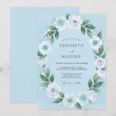 スカイブルーの調和のとれた春の結婚式 招待状 (正面/裏面)
