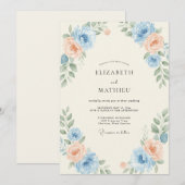 スカイブルーの輝き 春の結婚式 招待状 (正面/裏面)