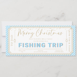 スカイブルーの釣り旅行クリスマスギフトバウチャーカード 招待状