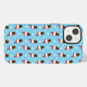 スカイブルーの雪だるまのスマホケース iPhoneケース (裏面横)
