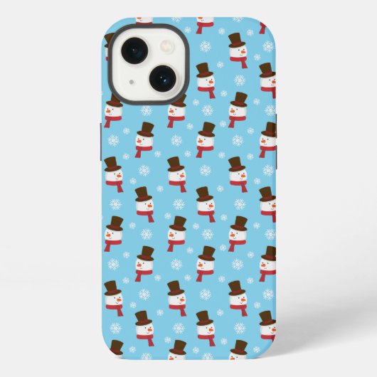 スカイブルーの雪だるまのスマホケース iPhoneケース (裏面)