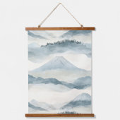 スカイブルーの雪山雲の風景パターン 吊り下げ型タペストリー (正面)