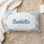 スカイブルーのChinoiserie名 ランバークッション (ブランケット)