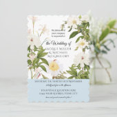 スカイブルーアイボリーバラ牡丹ウリーフ結婚ズ 招待状 (スタンド正面)