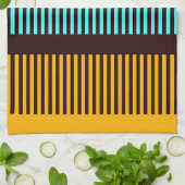 スカイブルーイエローブラウンストライプズ キッチンタオル (折り畳み)