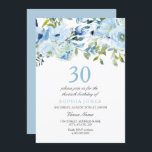 スカイブルーウォーターカラーフラワーズ30th誕生日パーティー 招待状<br><div class="desc">スカイブルーウォーターカラー花30th誕生日パーティの招待状ニッチとネストストアのマッチングコレクションを参照</div>