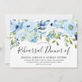 スカイブルーウォーターカラーフラワーリハーサルディナー 招待状 (正面)