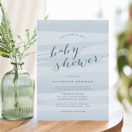 スカイブルーウォーターカラーベビーシャワー招待状 招待状