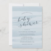 スカイブルーウォーターカラーベビーシャワー招待状 招待状 (正面)